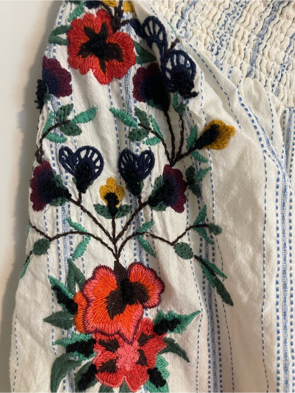 Zara Embroidered Off-Shoulder Floral Cotton Dress - White - Picture 4 of 5